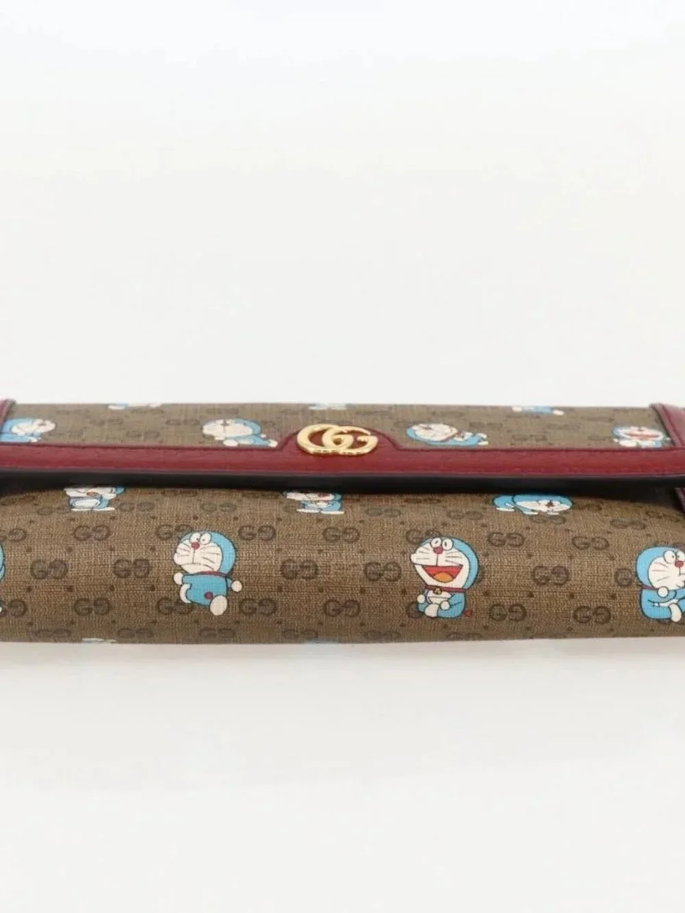GUCCI Micro GG Supreme Doraemon Long Wallet PVC Beige Gold 647786 Auth 175793A